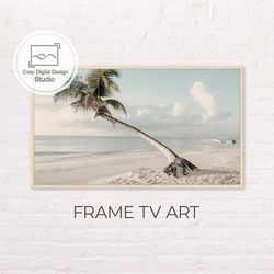 Samsung Frame TV Art | 4k Beach Coastal Palm Tree Landscape Art for The Frame TV | Digital Art Frame TV