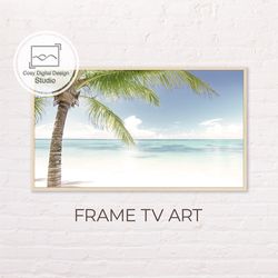 Samsung Frame TV Art | 4k Beach Coastal Palm Tree Landscape Art for The Frame TV | Digital Art Frame TV
