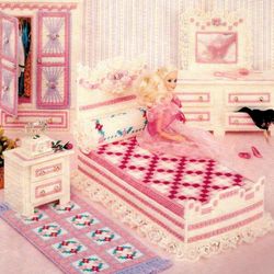 Digital | Vintage Plastic Canvas Pattern Fashion Dolls Bedroom | Plastic Canvas 7-Mesh | ENGLISH PDF TEMPLATE