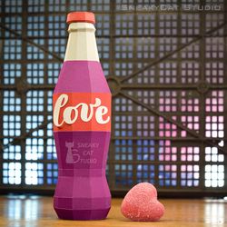 model of a bottle with words papercraft template digital pattern for printing and cutting (pdf, svg, dxf*)