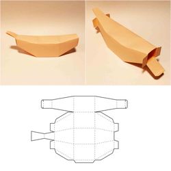 banana box template, fruit box, paper banana, fruit gift box, banana gift box, svg, dxf, pdf, cricut, silhouette, 8.5x11