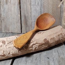 Handmade small wooden spoon, Diner wood spoon, Hiking wooden spoon, Hand carved apricot wood spoon, Eating camping spoon