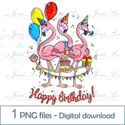 flamingo birthday 1 png file happy birthday clipart sublimation funny flamingos design holiday digital download