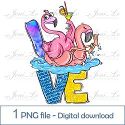 Flamingo Love 1 PNG file Love Clipart Sublimation Funny Flamingo Summer Beach design Valentine's Day Digital Download