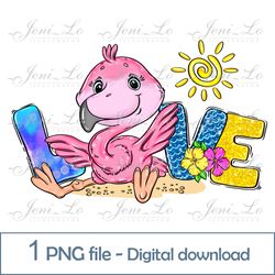 Baby Flamingo Love 1 PNG file Vacation Clipart Funny Flamingo Sublimation kids Summer design Beach Digital Download