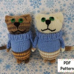Cat knitting pattern, Knit cat pattern, Knit kitten pattern, Stuffed animal knitting pattern, Toy knitting pattern