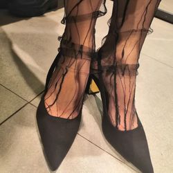 Sheer Mesh Socks for Woman | Tulle Socks Patterned Nylon | Black Mesh Socks Transparent