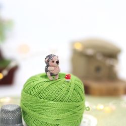 Hedgehog tiny crochet animal dollhouse miniatures micro crochet toy cute small gift miniature hedgehog mom birthday gift