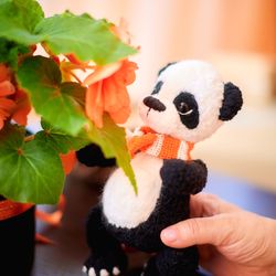 Crochet panda bear. Plush panda gifts for girl . Amigurumi handmade toy.