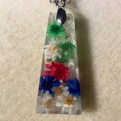 Colourful daisy epoxy resin pendant necklace,women jewellery gifts.