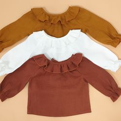 Linen blouse for baby girl, boho baby girl blouse, linen baby clothes, linen kids clothes, baby girl linen clothes