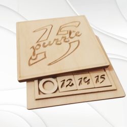 Pocket game 15 puzzles, laser cutting design. Ready cut drawing, glowforge svg file.