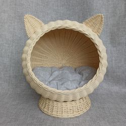 Wicker Cat Bed. Cat Basket. Pet Bed Cave. Cat Bed Furniture. Cat Bed Cute. Cat Nest. Pet Nest.
