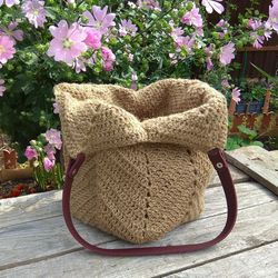 Jute crochet shopper bag for women, Boho style bag