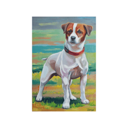 Jack Russell Terrier Dog Original Art On Cardboard