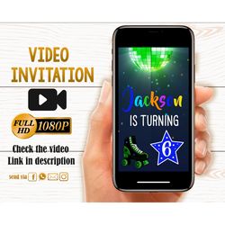 animated roller skate invitation boy skating birthday invitation video skating party invite roller rink birthday party