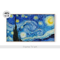 Samsung Frame TV Art Starry Night, Frame TV art painting vintage, Frame TV art Van Gogh, Frame TV art landscape | 338