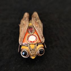 Brooch Cicada, Orange brooch, Brooch pin, Rare vintage cicada brooch