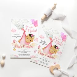 spanish pregnant invitation, floral pregnant invitation spanish baby shower invitation invitacion baby shower para nina