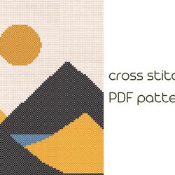 easy cross stitch pattern, cross stitch for beginner, kids cross stitch, sunrise sunset cross stitch pdf pattern /86/