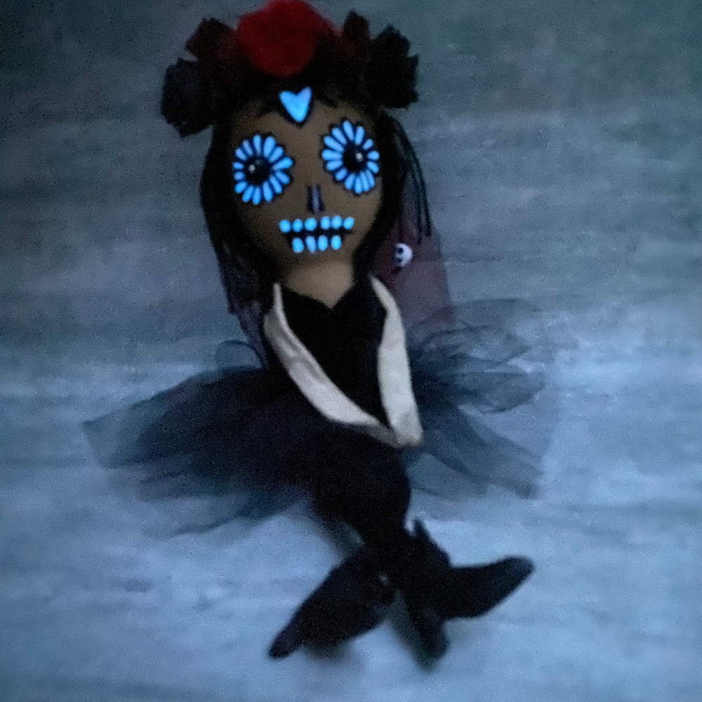 Halloween doll . Sugar skull doll . Handmade Rag doll .