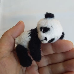 Mini crochet soft panda. Miniature amigurumi panda. Stuffed animal panda. Handmade amigurumi toy