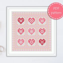 LP0104 Valentines day cross stitch pattern for begginer - Heart love xstitch pattern in PDF format - Instant download