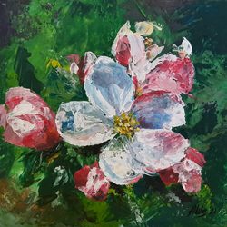 Blooming tree Original acrylic painting Apple flower Small painting Floral art
