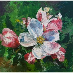 Blooming tree Original acrylic painting Apple flower Small painting Floral art