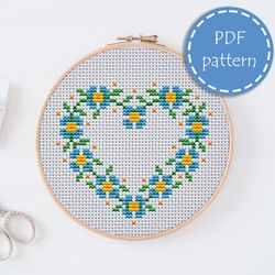 LP0105 Valentines day cross stitch pattern for begginer - Heart love xstitch pattern in PDF format - Instant download