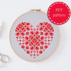 LP0107 Valentines day cross stitch pattern for begginer - Heart love xstitch pattern in PDF format - Instant download