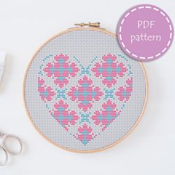 LP0108 Valentines day cross stitch pattern for begginer - Heart love xstitch pattern in PDF format - Instant download
