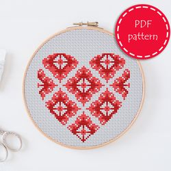 LP0110 Valentines day cross stitch pattern for begginer - Heart love xstitch pattern in PDF format - Instant download