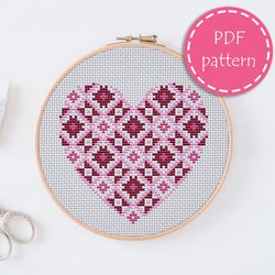 LP0112 Valentines day cross stitch pattern for begginer - Heart love xstitch pattern in PDF format - Instant download