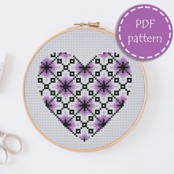 LP0113 Valentines day cross stitch pattern for begginer - Heart love xstitch pattern in PDF format - Instant download