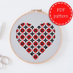 LP0116 Valentines day cross stitch pattern for begginer - Heart love xstitch pattern in PDF format - Instant download