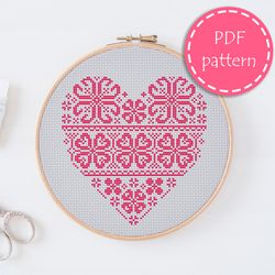 LP0120 Valentines day cross stitch pattern for begginer - Heart love xstitch pattern in PDF format - Instant download