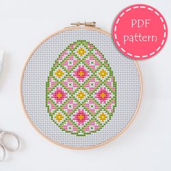LP0121 Easter cross stitch pattern for begginer - Eatser egg xstitch pattern in PDF format - Instant download