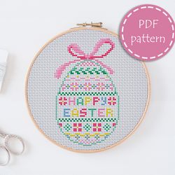 LP0135 Easter cross stitch pattern for begginer - Eatser egg xstitch pattern in PDF format - Instant download