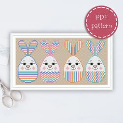 lp0148 easter bunny cross stitch pattern for begginer - eatser rabbit xstitch pattern in pdf format - instant download