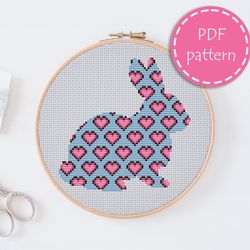 lp0149 easter bunny cross stitch pattern for begginer - eatser rabbit xstitch pattern in pdf format - instant download