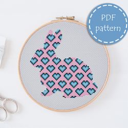 lp0150 easter bunny cross stitch pattern for begginer - eatser rabbit xstitch pattern in pdf format - instant download