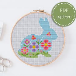 LP0153 Easter bunny cross stitch pattern for begginer - Eatser rabbit xstitch pattern in PDF format - Instant download