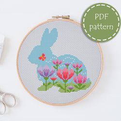 LP0154 Easter bunny cross stitch pattern for begginer - Eatser rabbit xstitch pattern in PDF format - Instant download