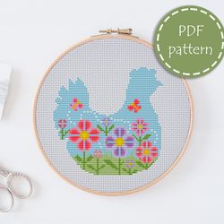 LP0155 Easter chiken cross stitch pattern for begginer - Eatser hen xstitch pattern in PDF format - Instant download