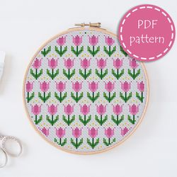 LP0176 Hoop art cross stitch pattern for begginer - Easy xstitch pattern in PDF format - Instant download - embroidery