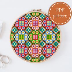 LP0187 Hoop art cross stitch pattern for begginer - Easy xstitch pattern in PDF format - Instant download - embroidery