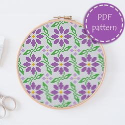 LP0192 Hoop art cross stitch pattern for begginer - Easy xstitch pattern in PDF format - Instant download - embroidery
