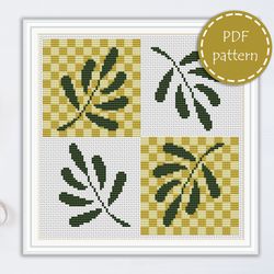 LP0189 Folk cross stitch pattern for begginer - Easy xstitch pattern in PDF format - Instant download - Floral pattern