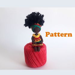 Pattern Baby African Doll, Crochet Little African Doll, Pattern Crochet Black Doll, crochet african girl